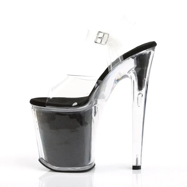 Pleaser - XTREME-808G 11 - Clear/Black Glitter