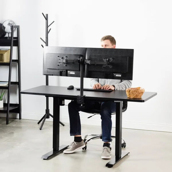 Vivo 60x22 x 24x22 Electric Desk with Black Frame Black Top