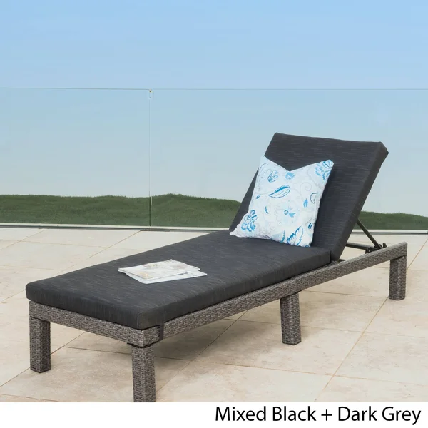Christopher Knight Home Puerta Outdoor Adjustable Wicker Chaise Lounge with Cushion Black