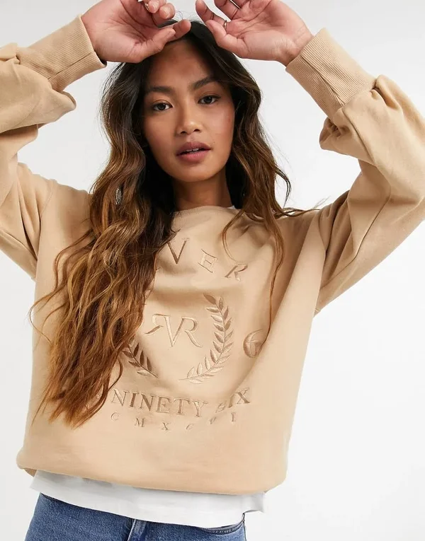 River Island Womens Beige &RVR& Long Sleeve Sweatshirt - Size M