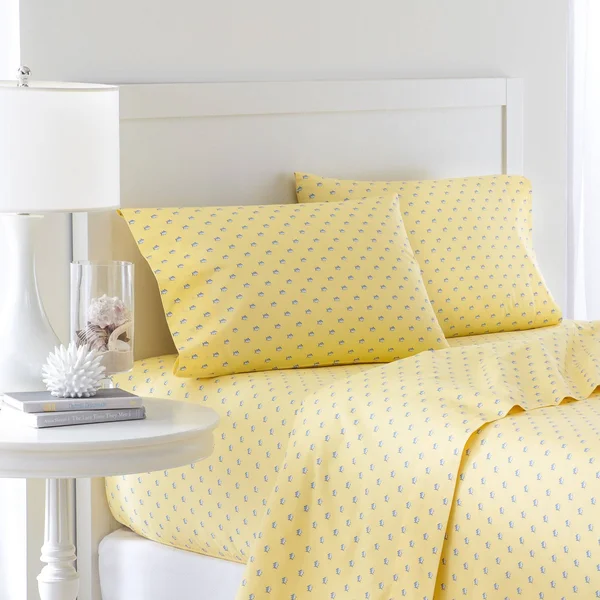 Southern Tide Printed Skipjack Cotton King Sunset Pink Sheet Set