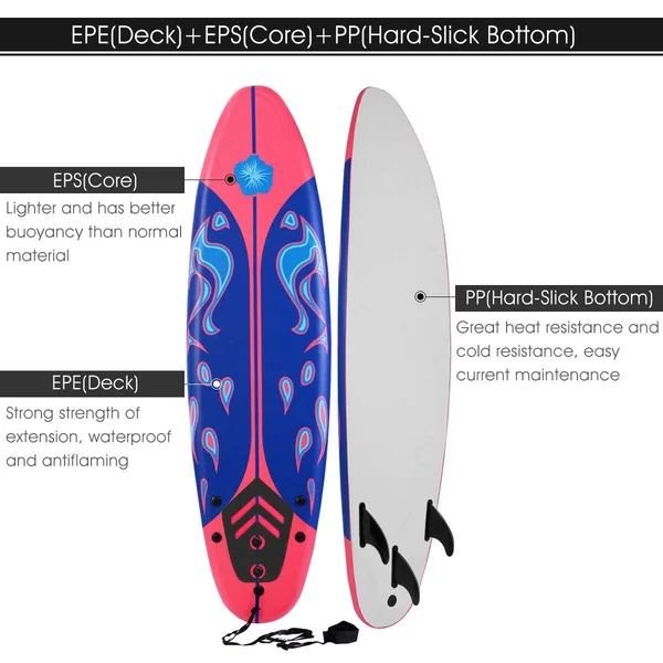 Giantex 6& Surfboard Surf Foamie Boards Surfing Beach Ocean Body Boarding