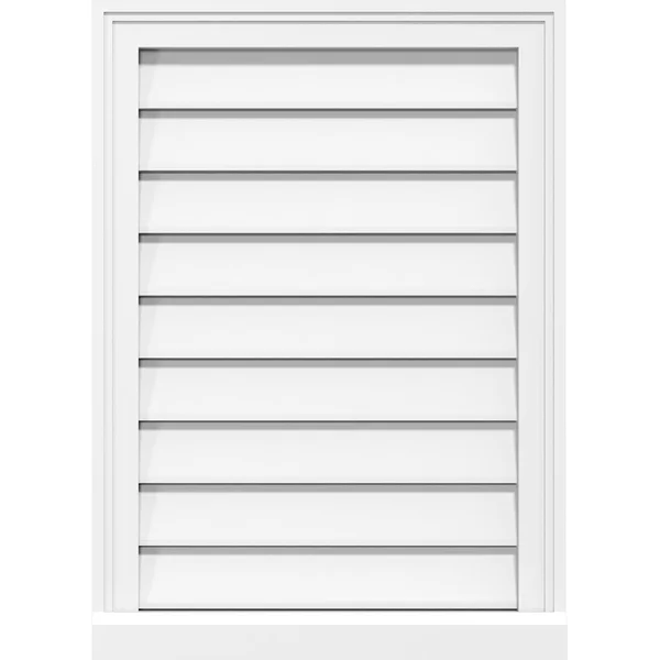 Ekena Millwork GVPVE28X2203SF 28x22W x 22x22H Vertical Surface Mount PVC Gable Vent: Functional - w/ 2x22W x 2x22P Brickmould Sil