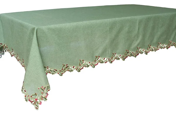 Xia Home Fashions Holiday Holly Embroidered Cutwork Tablecloth, Green