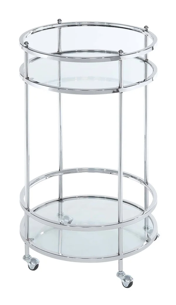 Convenience Concepts Royal Crest Bar Cart with Wheels, Clear