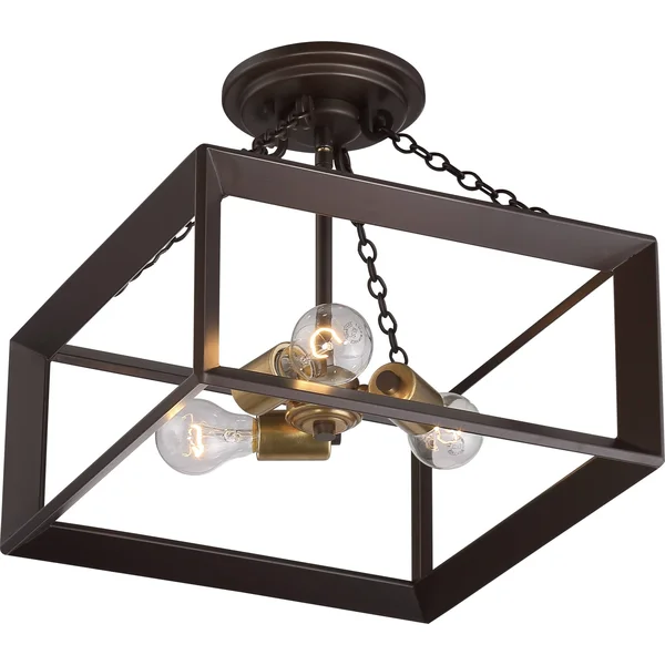 Quoizel BKH1714WT Brook Hall Semi Flush Mount Light, Western Bronze