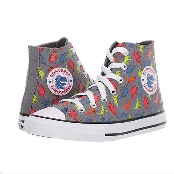 Converse Chuck Taylor All Star Dinoverse High Top (Grey Size 4) Little Kids Canvas Shoes