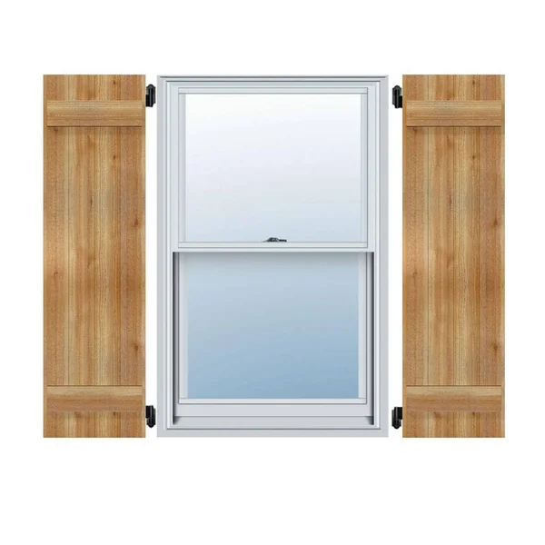 13 1/2x22W x 77x22H TimberCraft Four 3 3/8x22 Boards Joined Board-n-Batten Shutters, Rough Sawn Western Red Cedar (Per Pair)