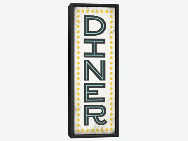 Panoramic Framed Canvas Art - Retro Diner (Diner Sign) by Michael Mullan ( Food & Drink > Restaurants & diners art)