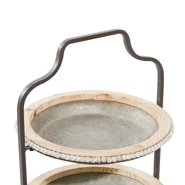 Decmode Grey Metal Farmhouse Tiered Server - 29 x 16 x 15 - 43392