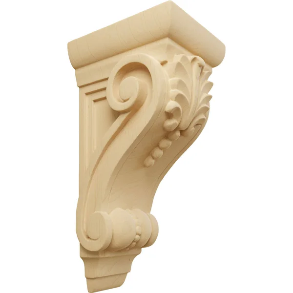 3 3/4x22W x 4 3/8x22D x 8 1/2x22H Medium Fig Leaf Corbel - Rubberwood