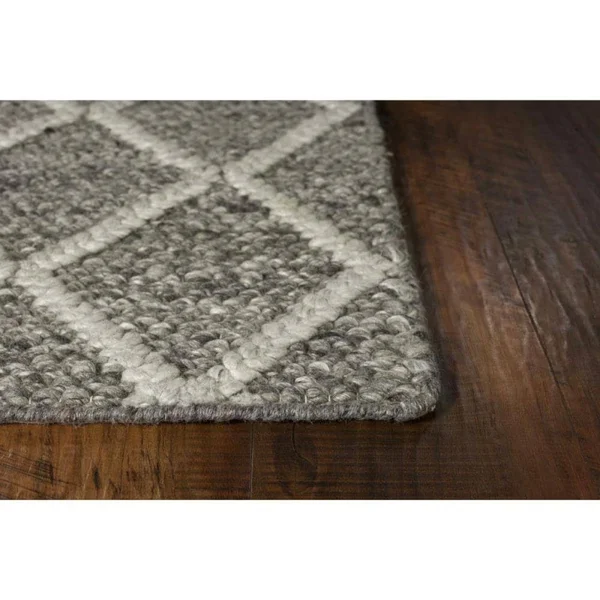 5' x 7' Wool Dark Grey Area Rug