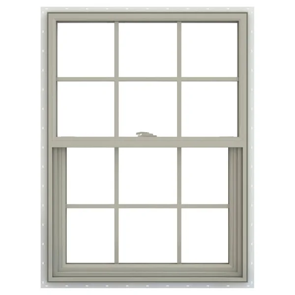 JELD-WEN V-2500 29.5-in x 35.5-in x 2.906-in Jamb Between The Glass Vinyl New Construction Desert Sand Single Hung Window in Bro