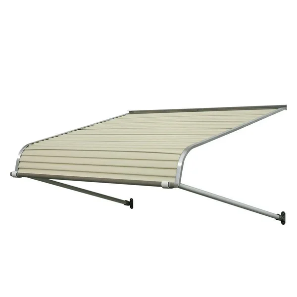NuImage Awnings 1100 72-in Wide x 42-in Projection Almond Solid Open Slope Door Fixed Awning in Off-White, K110707205
