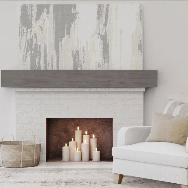 Ekena Millwork MANUSD04X06X72HD 4x22H x 6x22D x 72x22W Sandblasted Faux Wood Fireplace Mantel - Natural Honey Dew