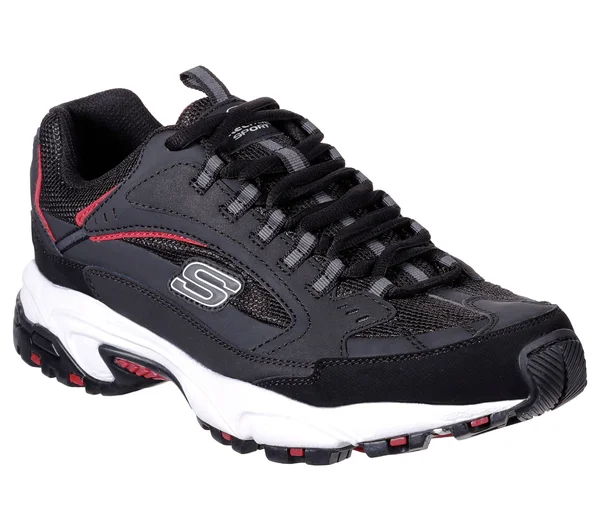 Skechers Mens Stamina Cutback Black Red Size 7.5, Men's