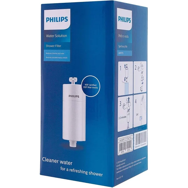 Philips Shower Filter Compact - Water Flow 8L/Min - Removes Chlorine/Impurities