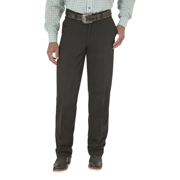 Wrangler Men's Khaki Flat Front Relaxed Fit Wrinkle Resistant Casual Pants