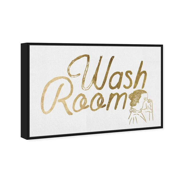 Oliver Gal 'Wash Room' Bath and Laundry Wall Art Framed Canvas Print Laundry - Gold - White - 24 x 16