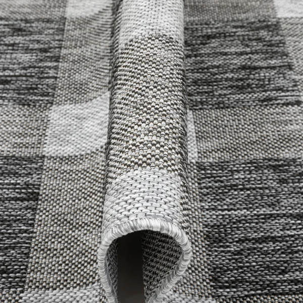 Well Woven Medusa Freya Grey Checkered 7 ft. 10 in. x 9 ft. 10 in. Indoor/Outdoor Area Rug