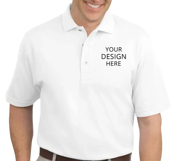 Custom Embroidered Port Authority Men's Polo Shirts - Rapid Dry Sport Shirt, Size: S, White