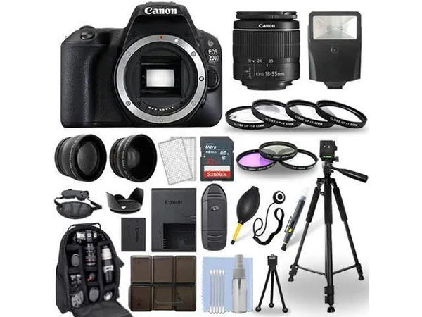 Canon Eos 200D - Rebel SL2 DSLR Camera + 18-55mm Lens+ 30 Piece Access