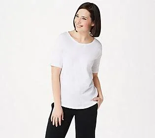 Barefoot Dreams Slub Jersey Dropped Shoulder Tee - Size X-Large, White