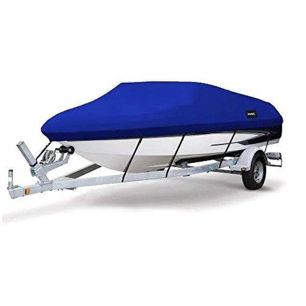 MSC Heavy Duty 600d Marine Grade Polyester Canvas Trailerable Waterproof Boat Cover (Pacific Blue - Model D - Length:17&-19& Beam
