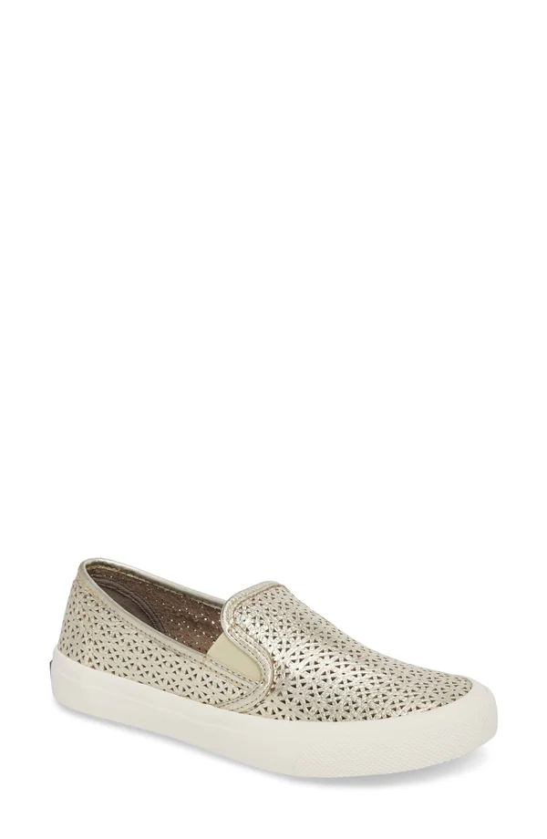 Sperry Women's Seaside Perforated Slip-On Sneakers - Platinum