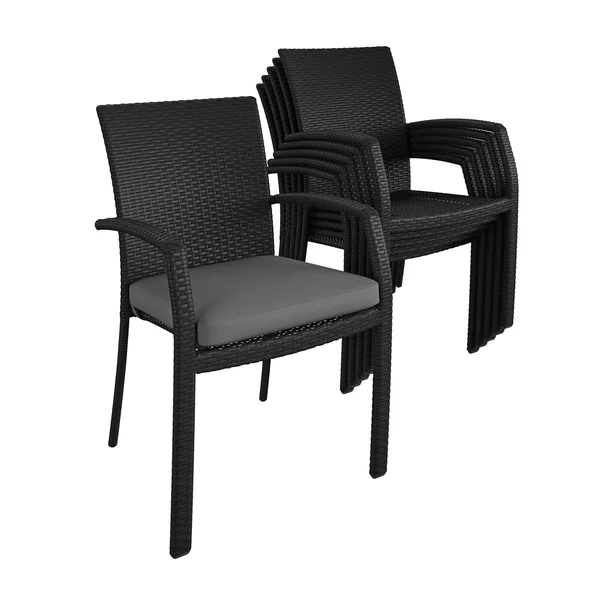 Outdoor Stacking Dining Chair - 6-Pack, N/A, Black