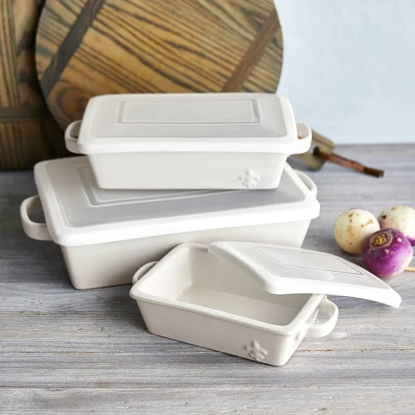 Sur La Table La Marque 84 Stoneware 3-Piece Baker Set with Lids