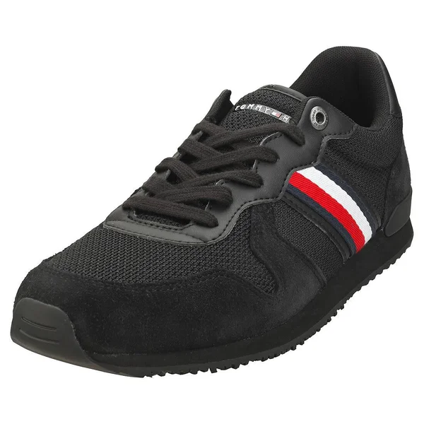 Tommy Hilfiger Iconic Material Mix Black White Red Mens Trainers - 8 UK