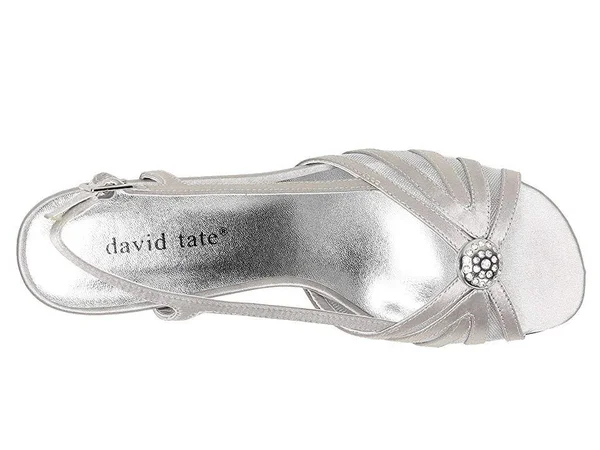 David Tate Women's Cheer Slingback - Silver Satin