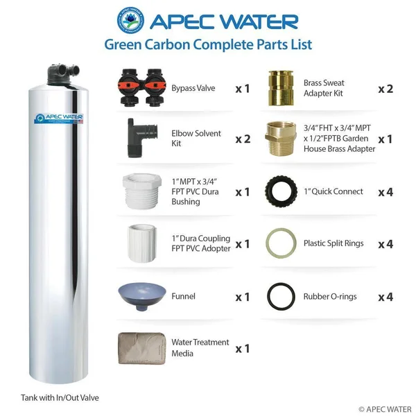 APEC GREEN-CARBON-10 Premium Whole House Water Filter Up to 1 - 000K Gallon, Removes Chlorine, Chloramine and More