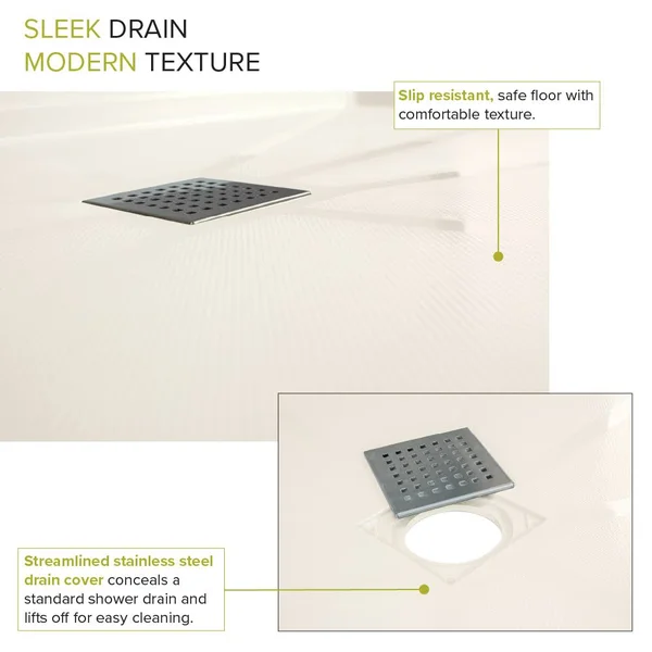 Transolid Fl4836c-32 Linear 48-in L x 36-in W Single Threshold Shower Base with A Center Drain, Cameo, Size: 48-in Large x 36-in
