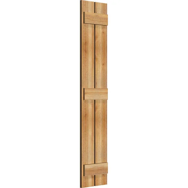Ekena Millwork RBS06S11X056RWR 11 1/4x22W x 56x22H TimberCraft Two 5 3/8x22 Boards Spaced Board-n-Batten Shutters - Rough Sawn We