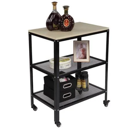 Mojoyce 3-Tier Kitchen Microwave Cart Rolling Kitchen Utility Cart Standing Bakers, Size: One size, White