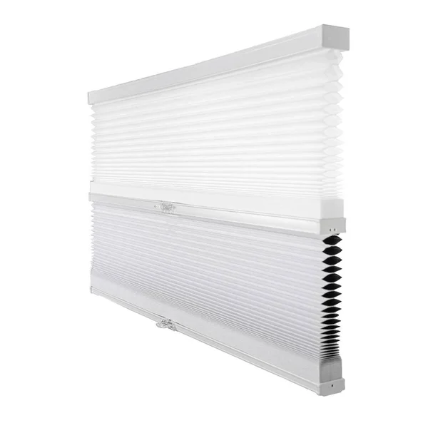 Chicology Cut-to-Width Cotton 9/16 in. Light Filtering and Privacy Cordless Cellular Shade - 27.5 in. W x 72 in. L, Cotton (Day