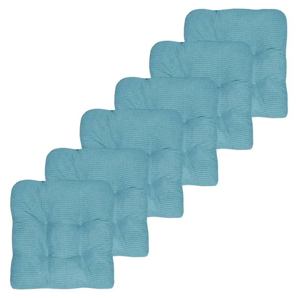 Fluffy Memory Foam Non Slip Chair Pad - Teal - Set of 6
