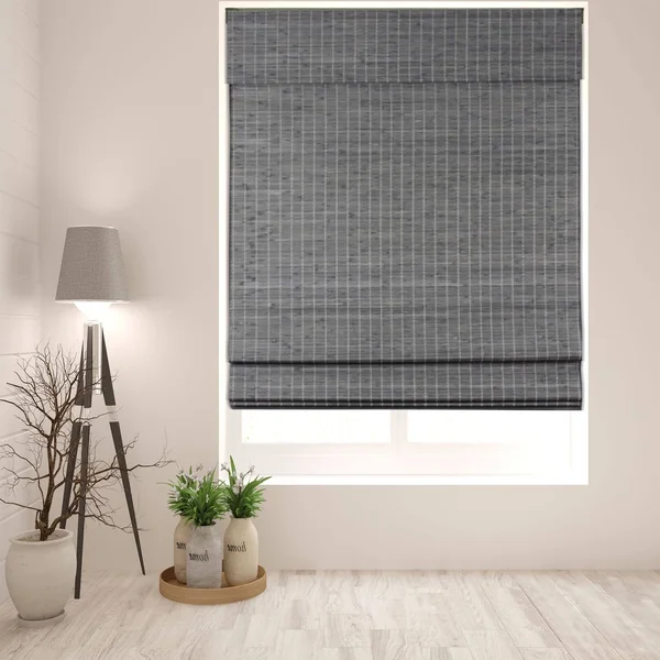 Arlo Blinds Semi-Privacy Grey-Brown Bamboo Roman Shades with 60 inch Height - 31x22W x 60x22H