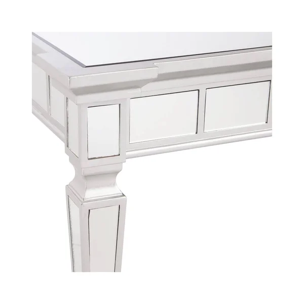 Southern Enterprises Glenview Glam Mirrored End Table Square Matte Silver
