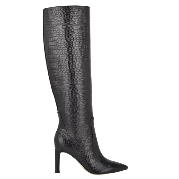 Nine West Women's Maxim Tall Stiletto Boots - Black Croco Leather