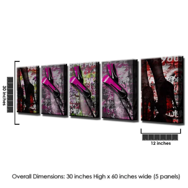 Ready2HangArt &Urban Fashion II& 5-Pc Canvas Art Set (5) 12x22 W x 30x22 H