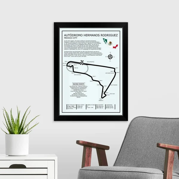 Autodromo Hermanos Rodriguez, Black Framed Wall Art, 18x24, Great Big Canvas