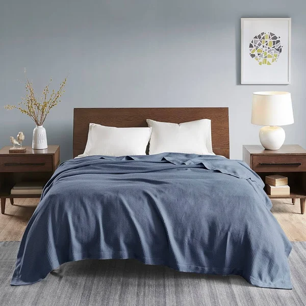 Madison Park Egyptian Cotton Blanket - Blue - Twin