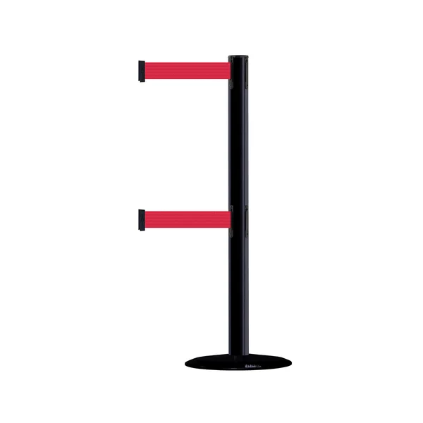 Tensabarrier 889T2B-33-33-MAX-NO-Y5X-C Advance Post, Dual Line, Black Basic Base with Black TUBE, No Custom Yellow Webbing Stand