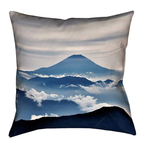 Latitude Run 'Hashimoto A View of Mt. Fuji Linen Pillow COVER, Blue