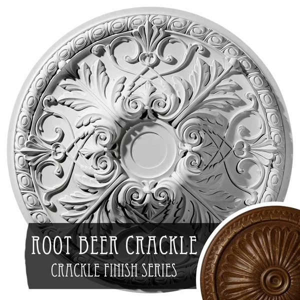 32 3/8x22OD x 3 1/2x22P Tristan Ceiling Medallion (Fits Canopies Up to 6 1/4x22), Hand-Painted Root Beer Crackle
