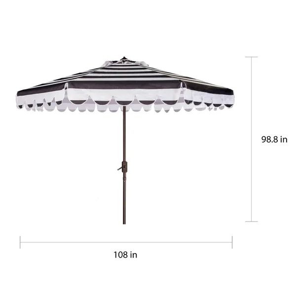 Safavieh 9-ft. Striped Scalloped Trim Patio Umbrella, Black