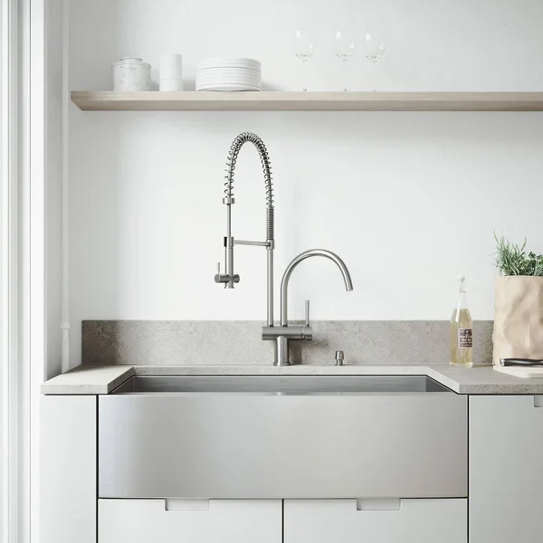 Vigo Vg15141 All in One 36-Inch Farmhouse Stainless Steel Kitchen Sink and Faucet Set